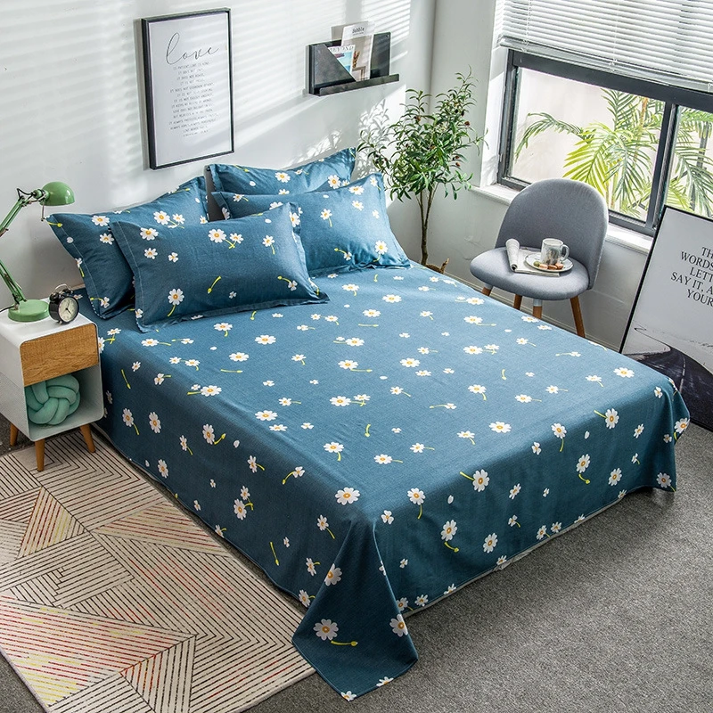 Flat Sheets Without Pillowcase Flowers Printing Bedcover Home Textile Cotton Bedclothes Bed Sheet for Kids Adults Bedding Covers