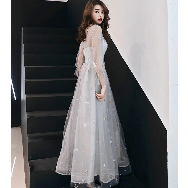 Это платье Yiiya, выпускное платье с рукавом три четверти, длина до пола, Vestidos De Gala размера плюс, Тюлевое выпускное платье с вышивкой LF205