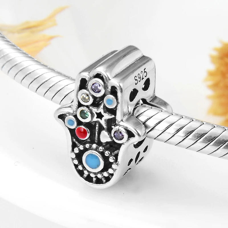 Высокое качество 925 пробы серебро красочные CZ Эмаль Бусины Подходят Pandora шарм браслеты ювелирные изделия изготовление