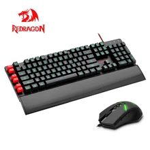 Redragon S102 USB игровая мембранная клавиатура Коврик для мыши комбо 104 стандартных клавиш 3000 dpi 7 кнопок набор мышей проводной компьютер PC игра