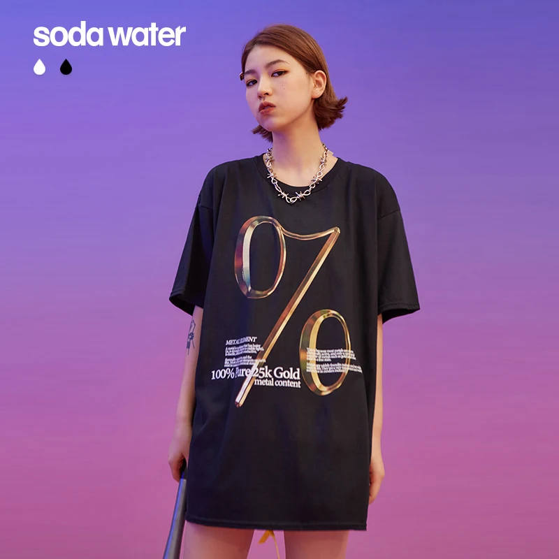 Женская уличная футболка SODAWATER свободная из 100% хлопка в стиле хип-хоп модель 1205S20