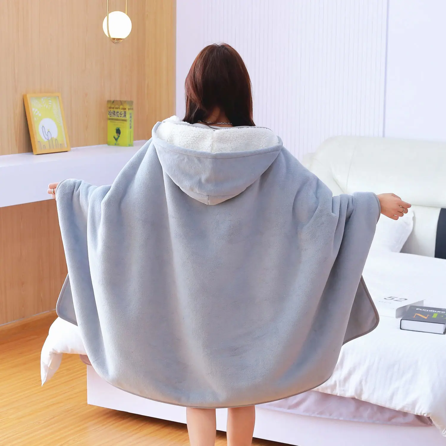 섬유 도시 겨울 무거운 두꺼운 후드 담요 정전기 방지 양털 따뜻한 침대보 소프트 던져 담요 까마귀 홈 솔리드 소파 커버