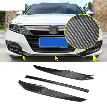 

3pcs For Honda Accord 2018-2019 10th ABS Chrome Carbon Fiber Front Bumper Lip Protector Cover Trim Auto accessories