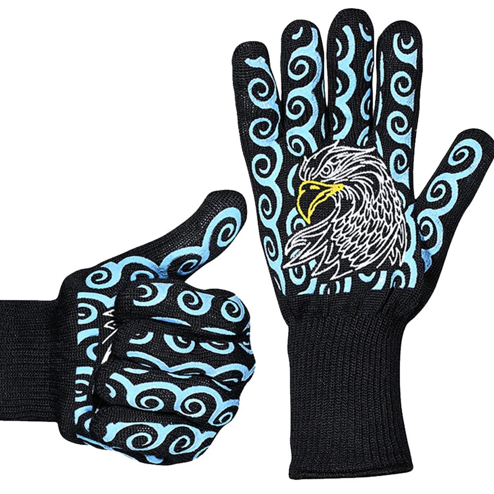 Cotton Lining Kitchen Baking Grilling Glove Heat Resistant BBQ Cooking Anti Scald Thermal Insulation Flexible Microwave Non Slip