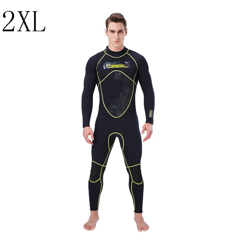B2XL 3 мм, мужские цельные гидрокостюмы, купальный костюм, костюм для дайвинга, длинный рукав, полный корпус, Термальный, для плавания, серфинга - Цвет: B2XL