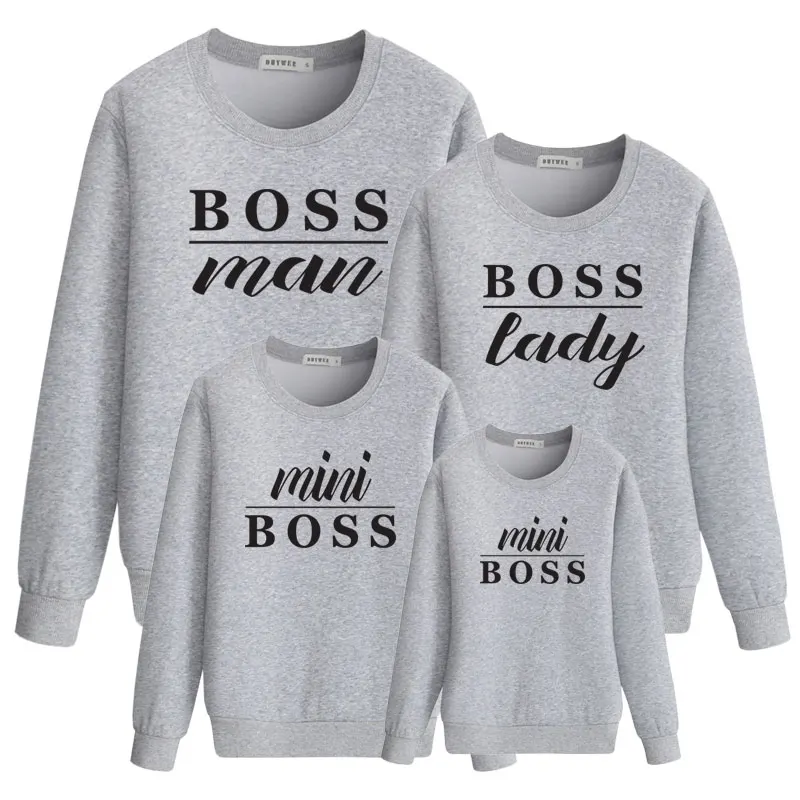 Boss lady mini/Одинаковая одежда для всей семьи новые наряды с капюшоном для мамы, мамы, папы, мамы и дочки