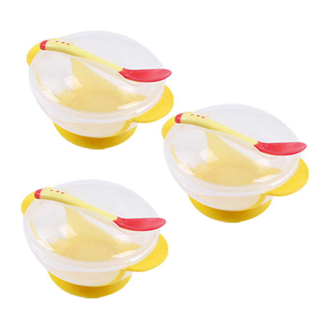 3sets Baby Bowl Training Bowl Spoon Tableware Set Dinner Learning Dishes with Suction Cup Children Training Dinnerware