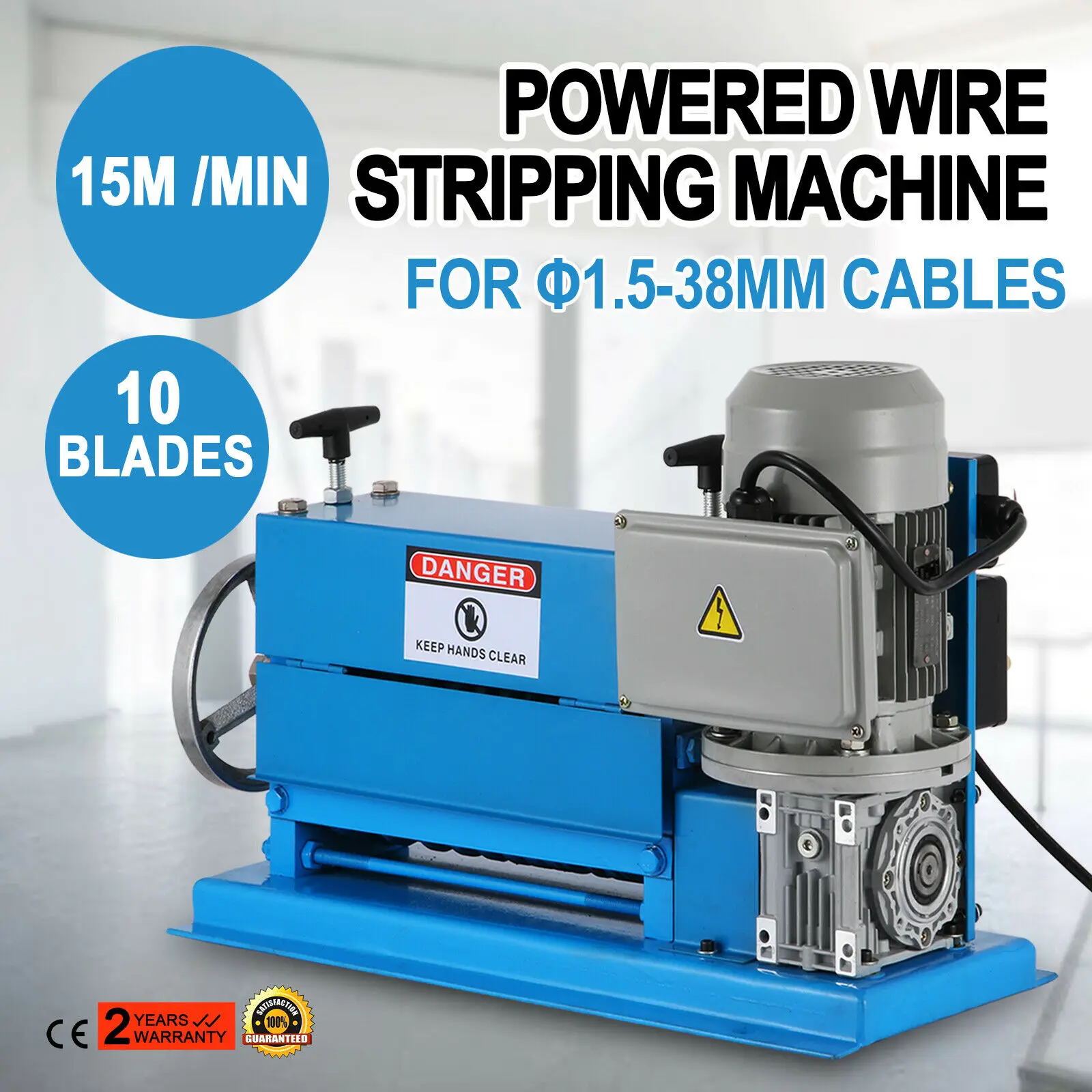 10 Blades Electric Wire Stripping Machine Copper Recycle1.5~38mm Cable Stripper 