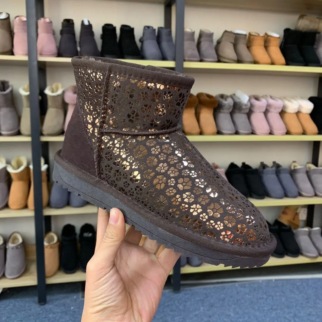 Женские зимние ботинки; осенние ботильоны из натуральной кожи в австралийском стиле; теплые ботинки на резиновой подошве; обувь без шнуровки на плоской подошве; Botas Mujer