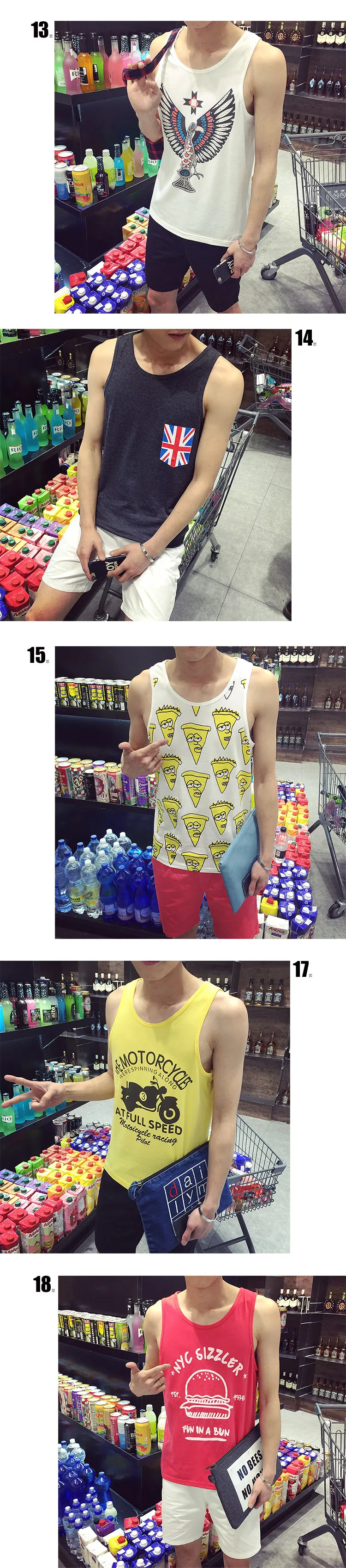 MEN'S Vest Fashion Man Printed Vacuuming Long-term Large Amount Favorably Men'S Wear