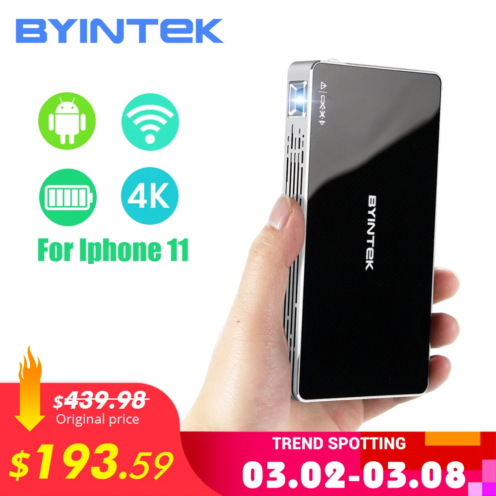 Переносной домашний кинотеатр BYINTEK UFO P10, умный проектор Android 7.1.2 OS, Wi-Fi, Mini HD, цифровой LED проектор для Full HD 1080p, MAX 4K для iPhone 11 Переносной домашний кинотеатр BYINTEK UFO P10, умный проектор Android 7.1.2 OS, Wi-Fi, Mini HD, цифровой LED проектор для Full HD 1080p, MAX 4K для iPhone 11