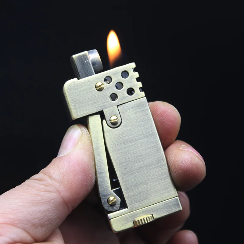 

Grinding Wheel Flint Free Fire Lighter Retro Brass Kerosene Oil Torch Pipe Lighter Cigarette Gasoline Windproof Gadgets For Men