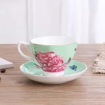 

180Ml, Fine Bone China Coffee Cup and Saucer and Spoon, Funny Fashion Design, Zakka Tazas Cafe Espresso Cup, European Coffee Mug