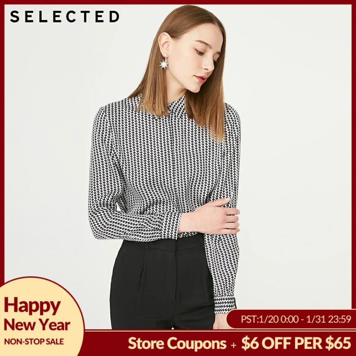

SELECTED Women's Summer Canine Pattern Long-sleeved Shirt SIG|419205506
