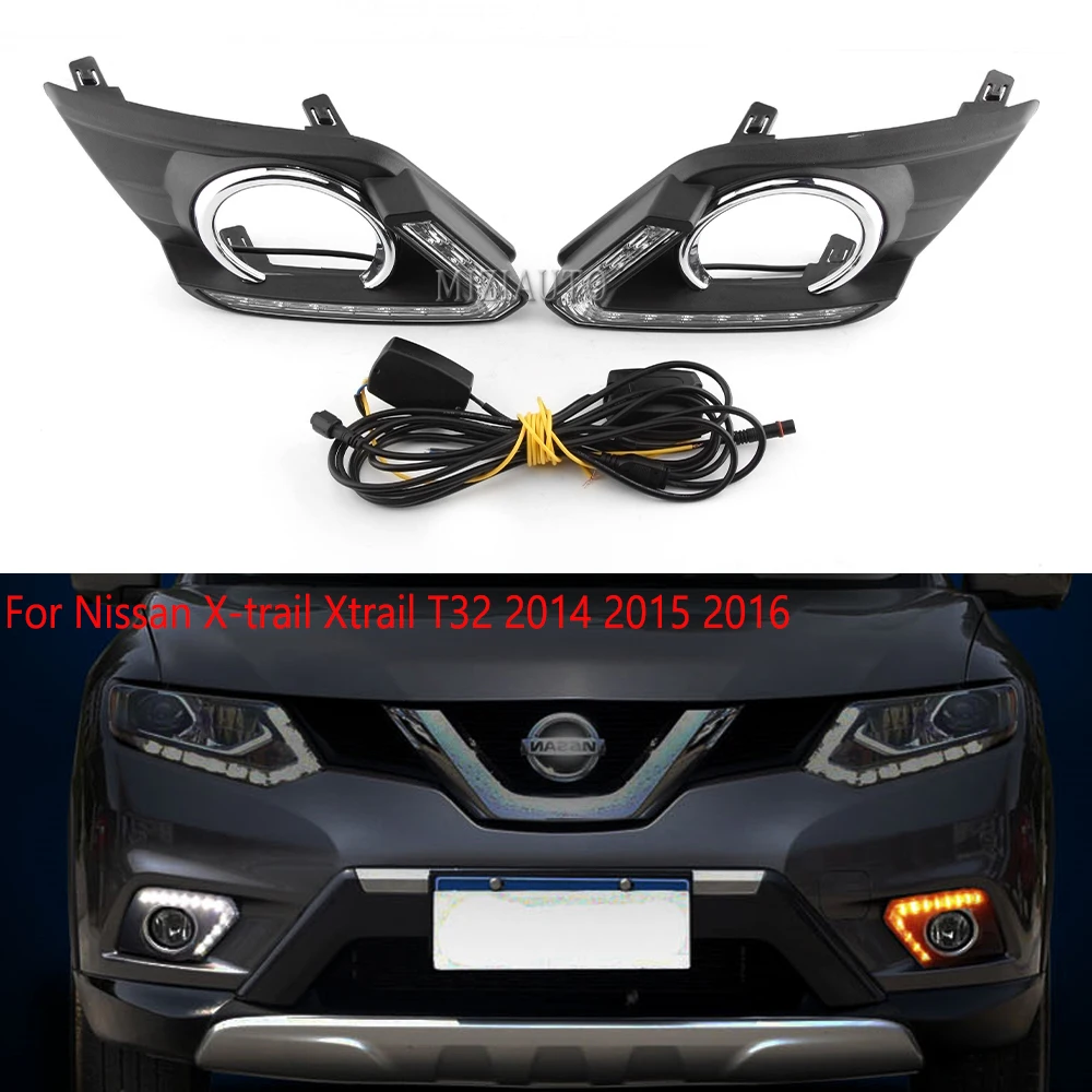 Светодиодный ные Противотуманные фары DRL для Nissan X trail Xtrail T32 Rogue SUV 2014 2015 2016 дневные