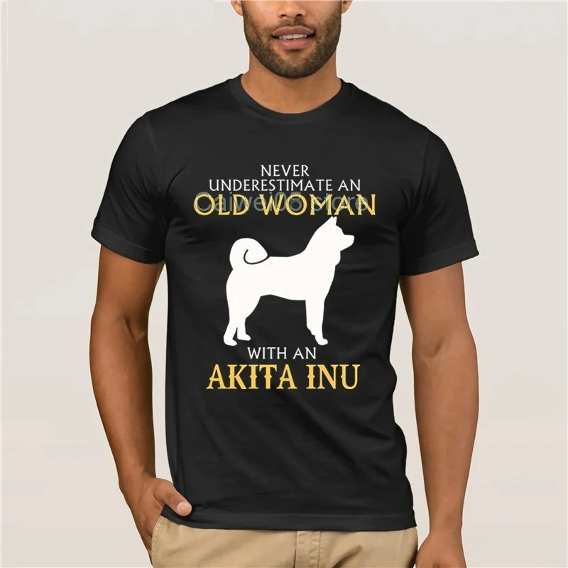 Мужская футболка лучшего качества футболки Akita Inu Dog для пожилых женщин с из 100%
