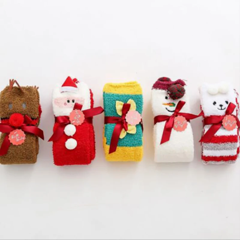 1 пара детских рождественских длинных носков хлопковые теплые детские махровые носки с лосями, Санта Клаусом, снеговиками для девочек на зиму и осень рождественские подарки