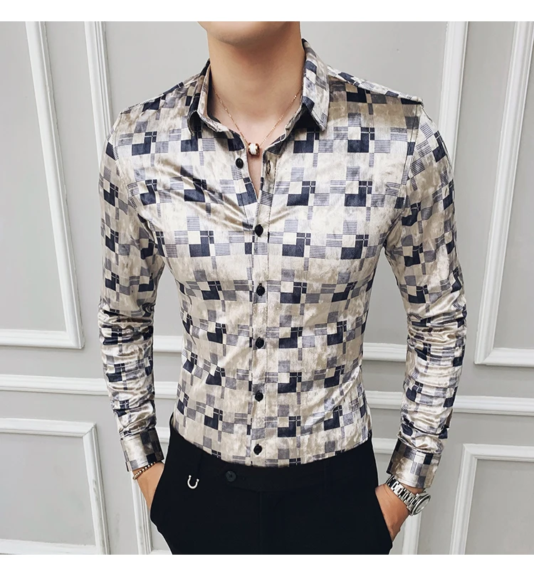 Мужская мода 2020 флисовые рубашки мужские бархатные рубашки Slim Fit утепленная одежда Мужские Винтажные рубашки соцклуб офисное платье