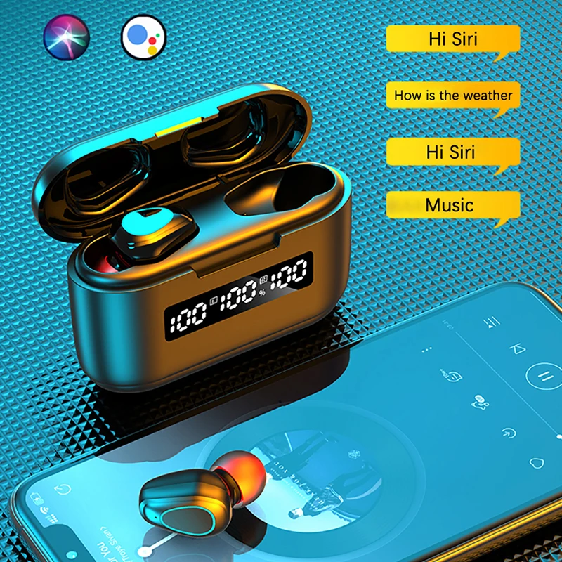 LIGE New TWS Wireless Headphones Bluetooth Earphones 3500mAh Charging Box Noise Canceling Headset Touch Control Wireless Earbuds