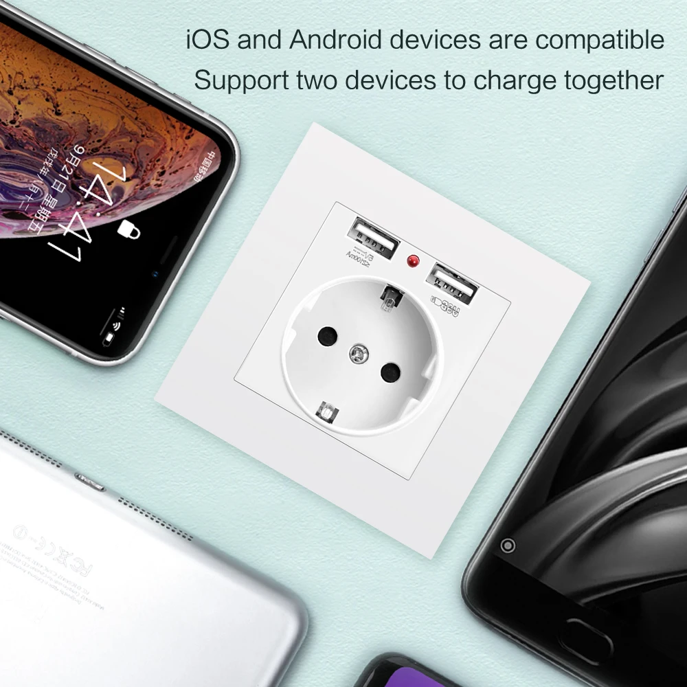  USB EU  ,  Usb ÷ 5V 2A PC г 86*86mm Usb   Ʈ LED ON/OFF 16A ܼƮ 220v ѱ