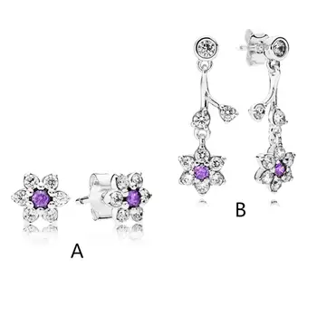 

YDX 100% 925 Sterling Silver Stud Earring Charm Lady Forget-Me-Not Flower Earrings Simple Style Fashion High-End Jewelry