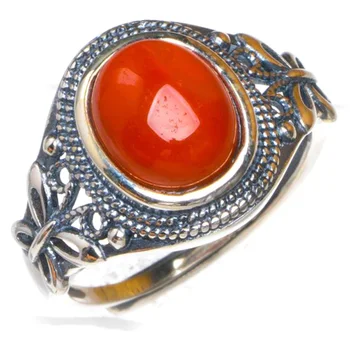 

Natural Nanjiang Red Agate Opening Butterfly Handmade 925 Sterling Silver Ring 7.25 D1083