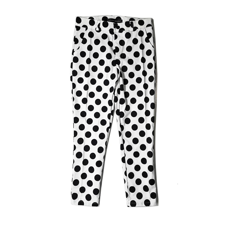Личность Slim Fit девять частей брюки точка мужские брюки Для досуга штаны девять часть брюки на подтяжках темно-синий мужской эластичная манжета брюки