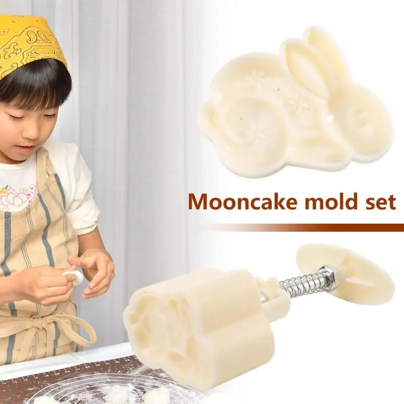Ручной пресс Mooncake плесень торт Кролик Печатных Середины осени кухня выпечки инструмент