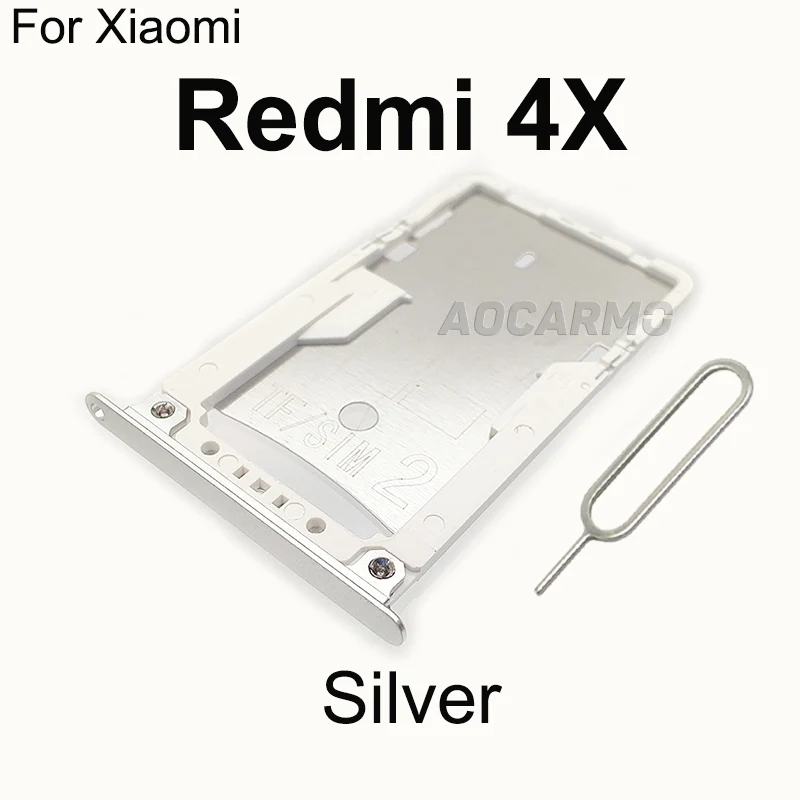 Aocarmo For Xiaomi Redmi 4X / Note 4X Nano Sim Card Holder Tray Dual TF SD Card Slot Replacement Part