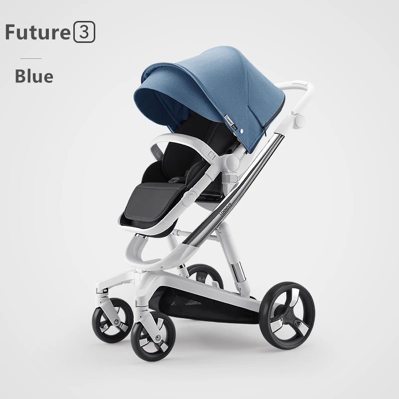 Blue Умная тормозная система красивый пейзаж для детей коляска 3 в 1 Горячая мама розовая коляска реверсивная портативная детская тележка дорожная коляска - Цвет: Blue