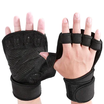 

1 Pair Ventilated Weight Lifting Gloves with Built-In Wrist Wraps Full Palms Protecting Extra Grip P9