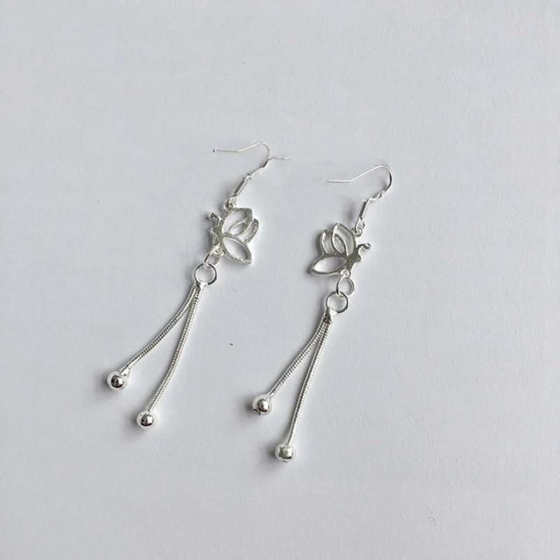 Женские модные серьги Bijoux длинное эффектное посеребренное покрытие Бабочка с кисточкой из металлических цепочек Висячие серьги для женщин ювелирные изделия подарок