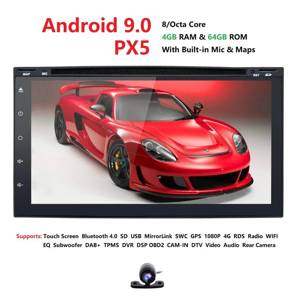 HIZPO 2 Din 7'' Android 9.0 Octa Core 4G RAM 64G Universal Car Radio Stereo Player GPS Navigation DAB+ Bluetooth FM WIFI USB DVD HIZPO 2 Din 7'' Android 9.0 Octa Core 4G RAM 64G Universal Car Radio Stereo Player GPS Navigation DAB+ Bluetooth FM WIFI USB DVD