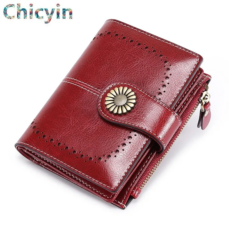 New Short Wallet Coin-Purse Rfid Zipper Women Card-Holder Hardware Button Purse-Quality Flower JagRBM6y