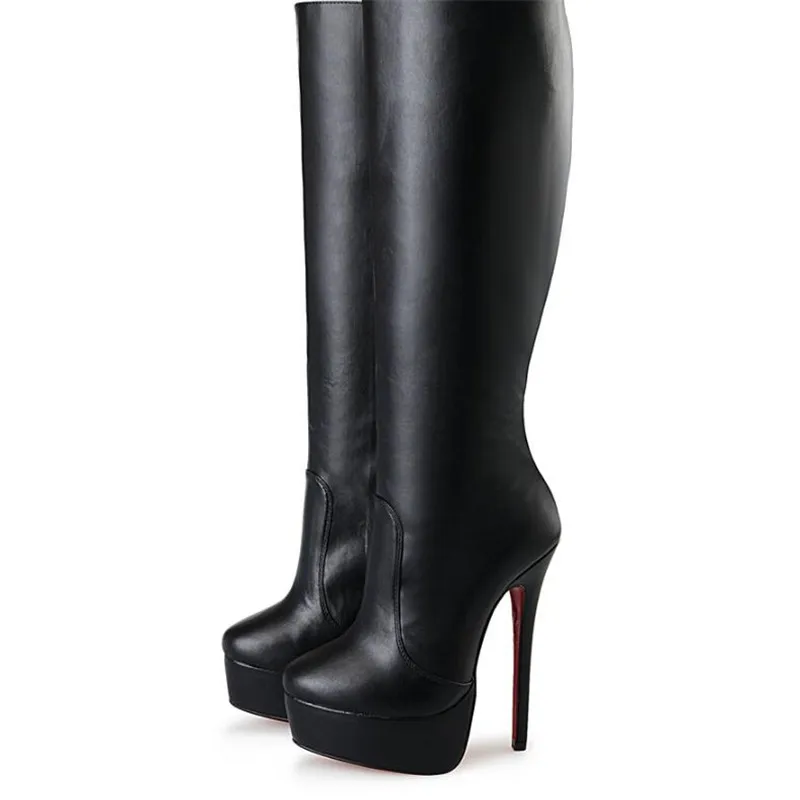 

Explosive money Women's Boots Superior quality Nightclub shoes woman 16CM Thin Heels Extra large code Waterproof 4CM 40-47 48