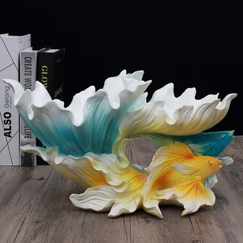 

European Resin Lucky Fish Fruit Plate Nuts Storage Candy Plate Ornaments Living Room Furnishings Crafts Decor Housewarming Gifts