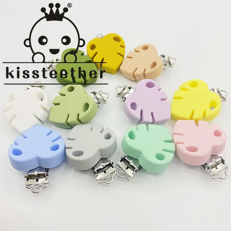 Kissteether 3 Pieces Sheet Pacifier Clip Silicone Beads Baby Teether Teething Accessory   Buckle Toy