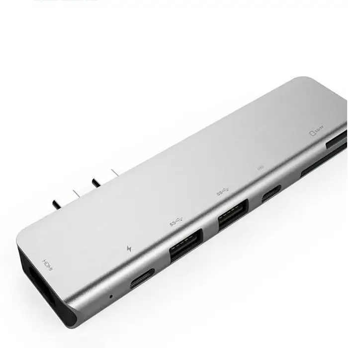 7 в 1 тип-c концентратор адаптер двойной USB-C двойной USB3.0 концентратор к HDMI SD/TF кард-ридер PD многофункциональная док-станция для MacBook Pro
