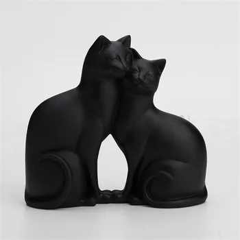 

Creative Couples Cats Art Sculpture Luxurious Figurine Animal Statue Resin Crafts Home Decoration Birthday Gift R5037