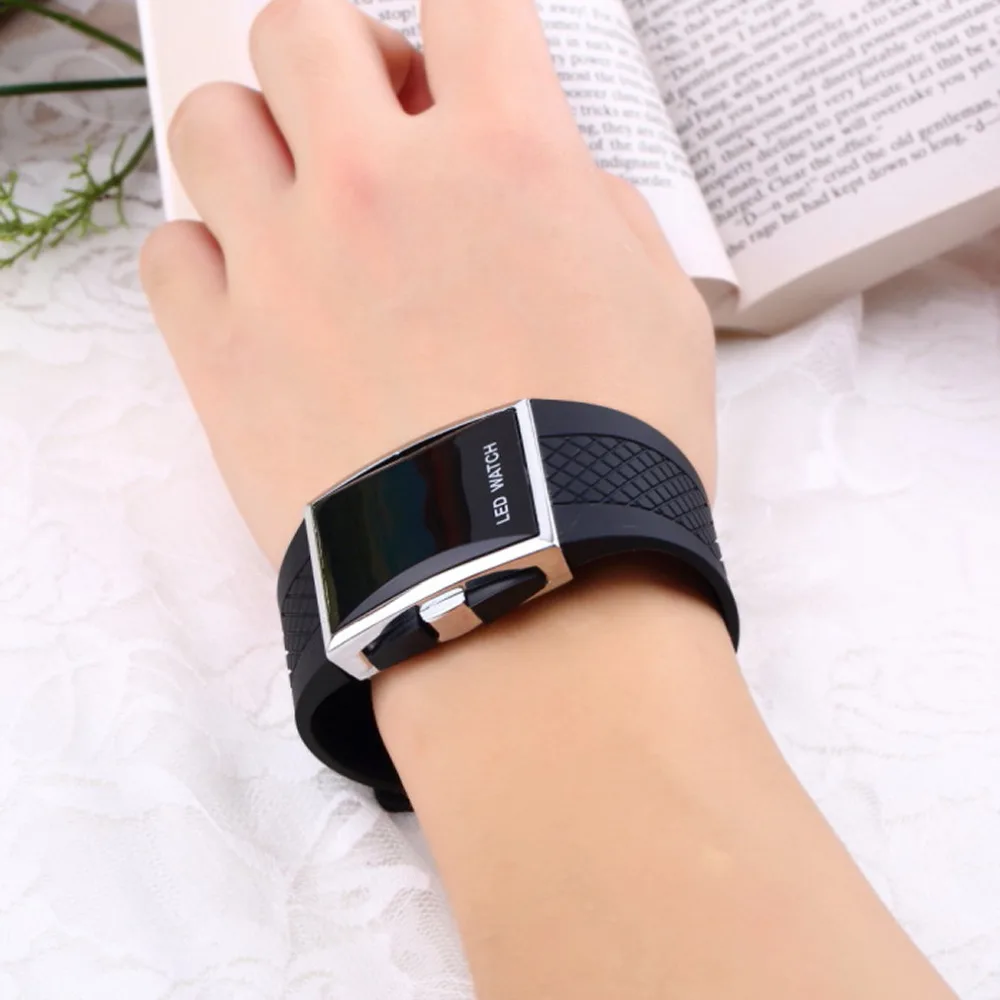 Модные спортивные цифровые светодиодные наручные часы унисекс с силиконовым
