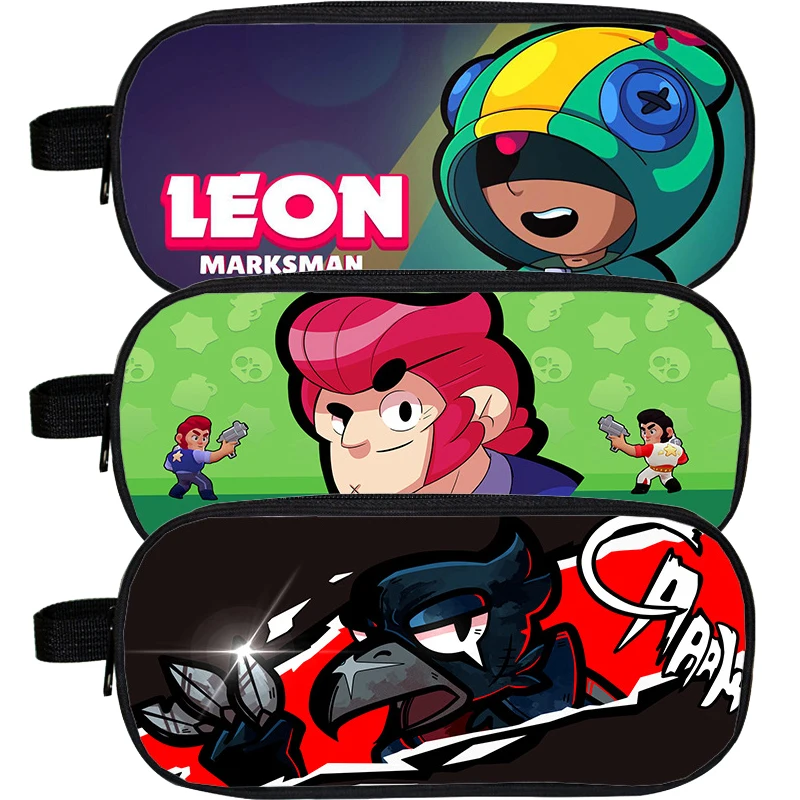 Anime Game Leon Crow spike Shelly Colt Jessie Brock pen pencil bag case Cosmetic action figure toy gift for children kids | Багаж и сумки