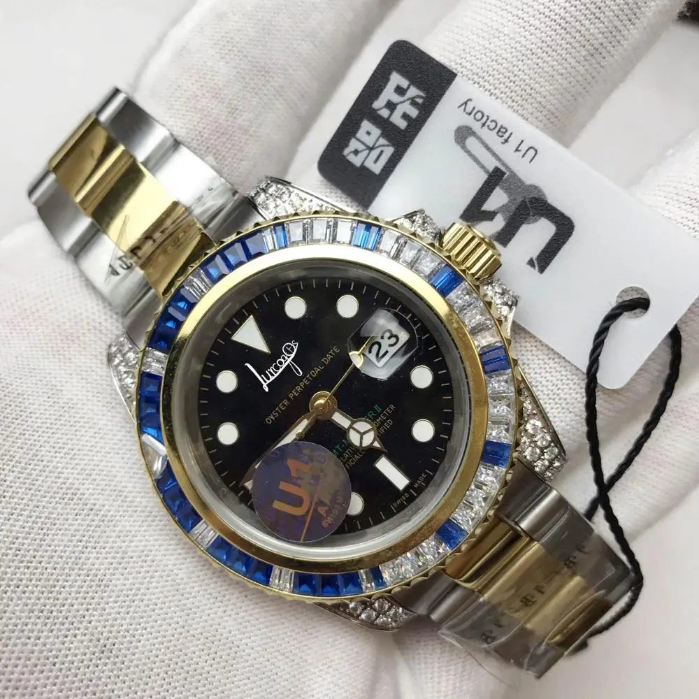 

Luxury brand watch men GMT automatic mechanical MASTER 2 sweeping Sapphire glass stainless steel RLX 2813 U1 Iced out watches