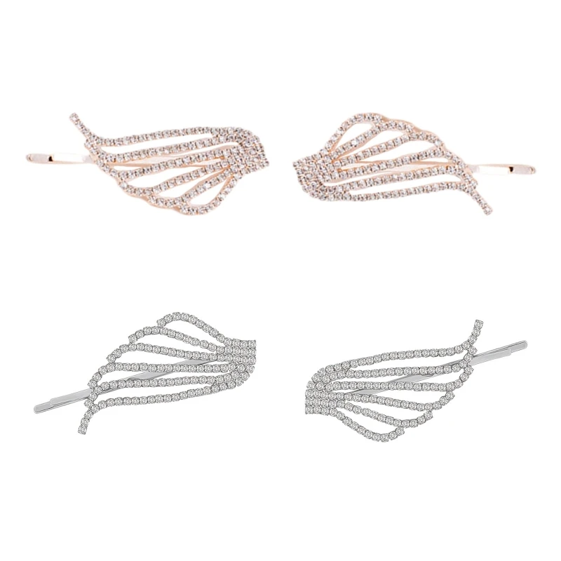 T84B Rhinestone Angel Wing Hair Clip Bangs Bobby Pins Crystal Barrettes Sparkly Hairpin Trendy Styling Accessories | Украшения и