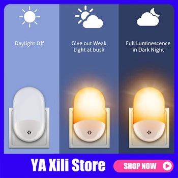 

Led Night Light Lamp Light Control Night Lamp LED Night Light With Dual USB Wall Charger Plug Power-saving Sensor Wall Lamp