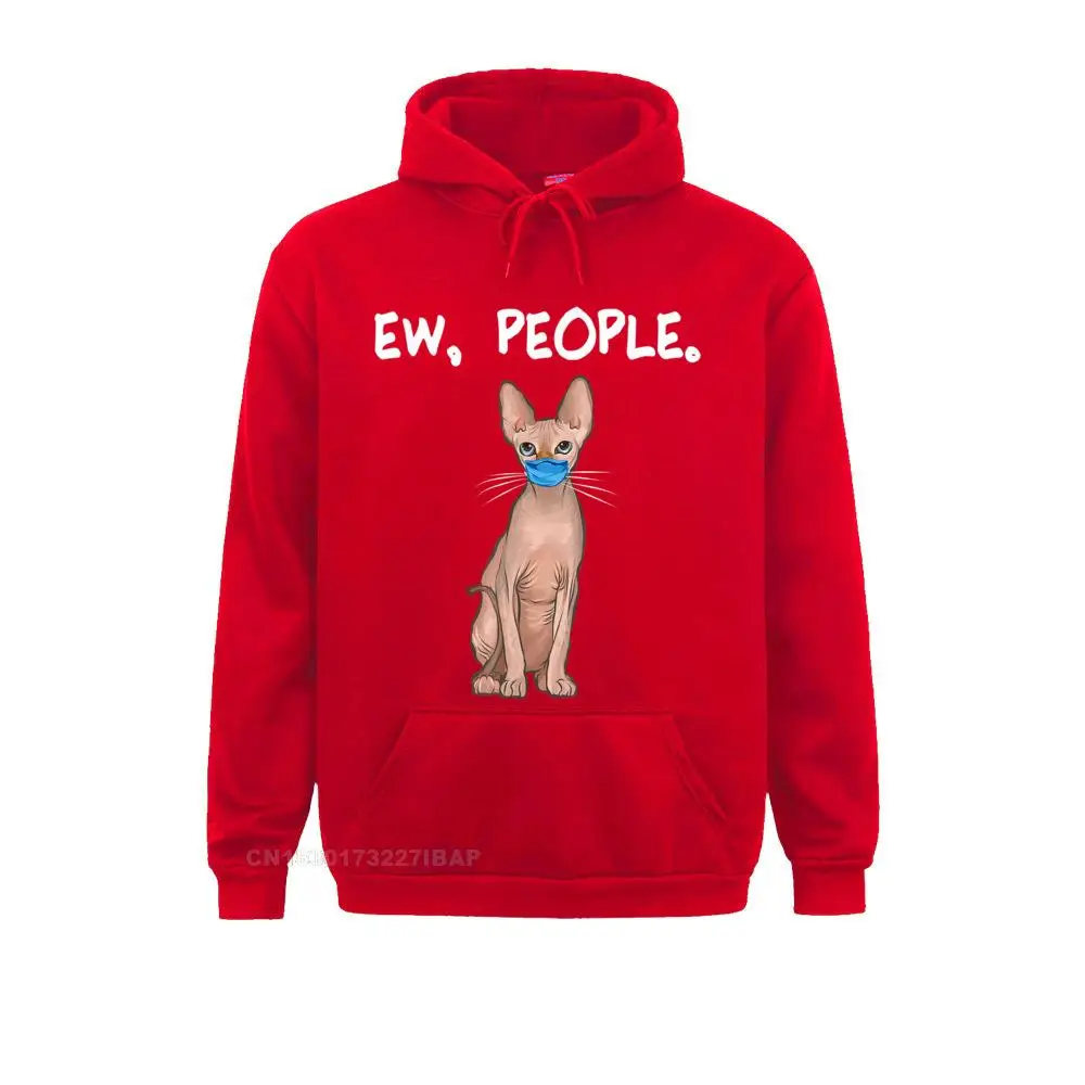 Sphynx Ew People Funny Cat Wearing Face Mask Beach Sweatshirts Hip Hop Mens Hoodies Casual Long Sleeve Clothes