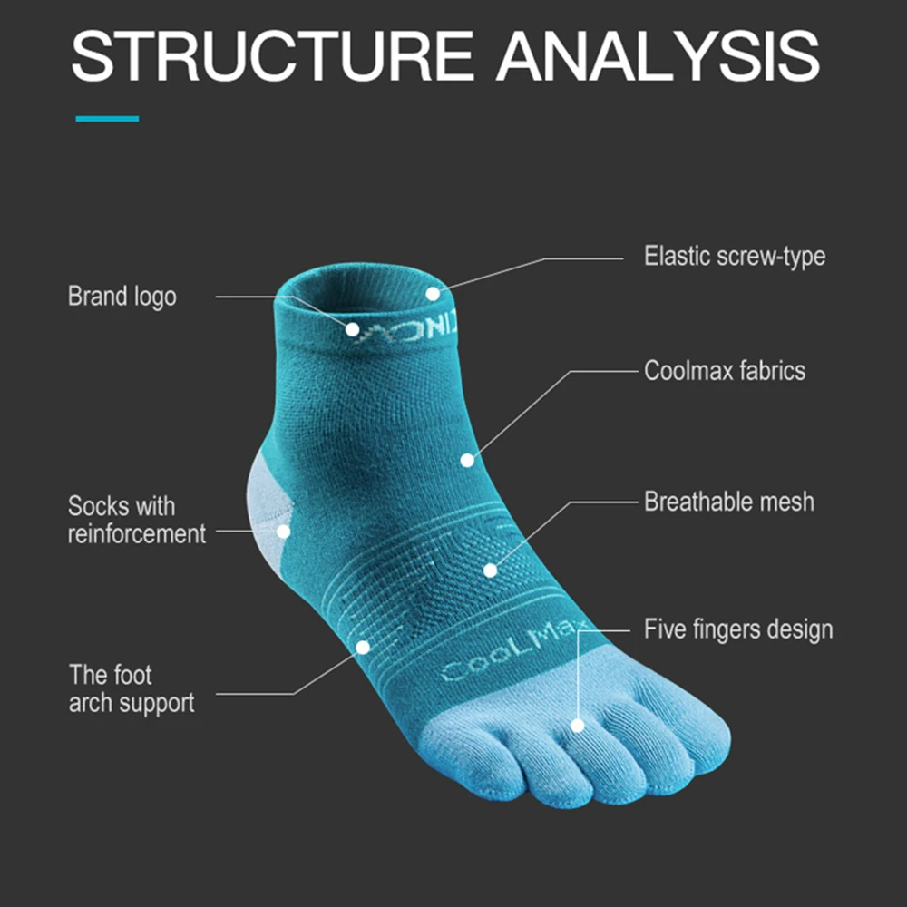Running Socks Basketball Socks 2 Pairs Toe Barefoo Socks