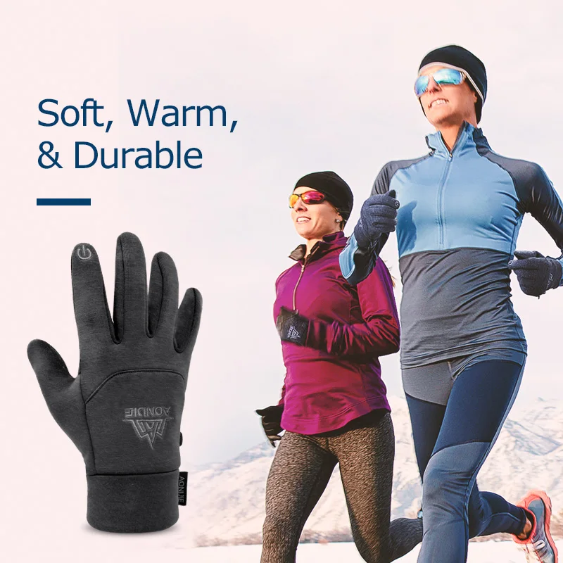 AONIJIE зимние теплые перчатки с сенсорным экраном, противоскользящие ветрозащитные велосипедные спортивные перчатки для кемпинга, пешего туризма, пробного бега для мужчин и женщин