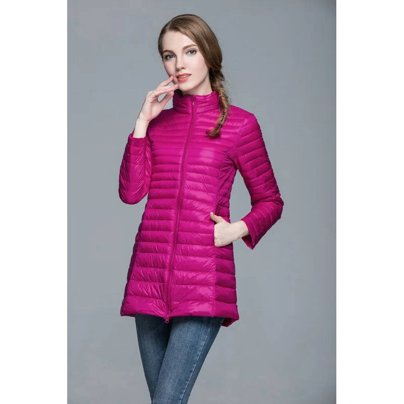 Родо LALYSSE зимний женский пуховик Средний длинный тонкий с капюшоном parkas 90% ультра легкий пуховик Повседневная одежда пальто теплое зимнее пальто - Цвет: Родо