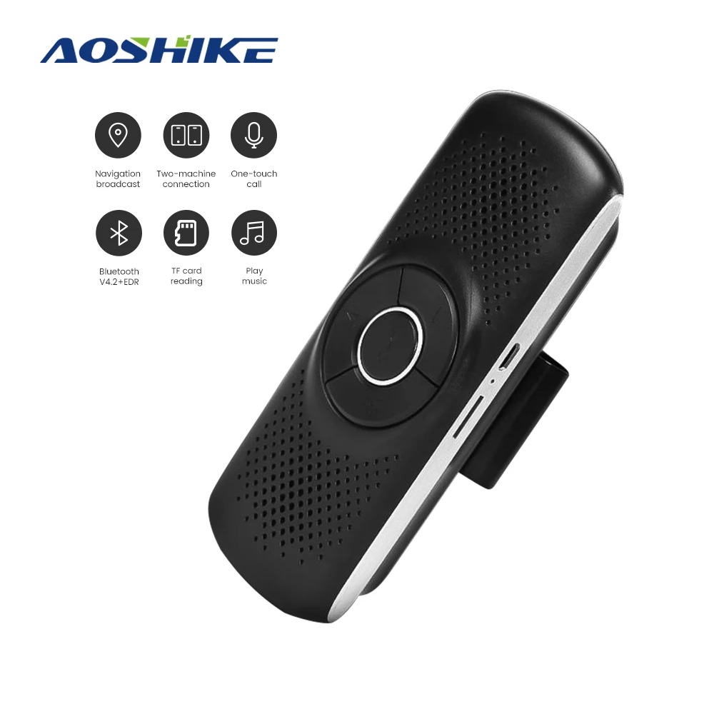 AOSHIKE автомобильный Bluetooth динамик телефон беспроводной Bluetooth 4,2 EDR Поддержка SIRI 3 Вт динамик автомобильный комплект громкой связи mp3-плеер адаптер