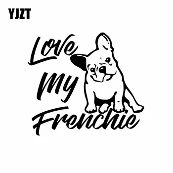 

YJZT 14.6X12.9CM Love My Frenchie French Bulldog Vinyl Decal Window Bumper Car Sticker Dog Black/Silver C24-1193
